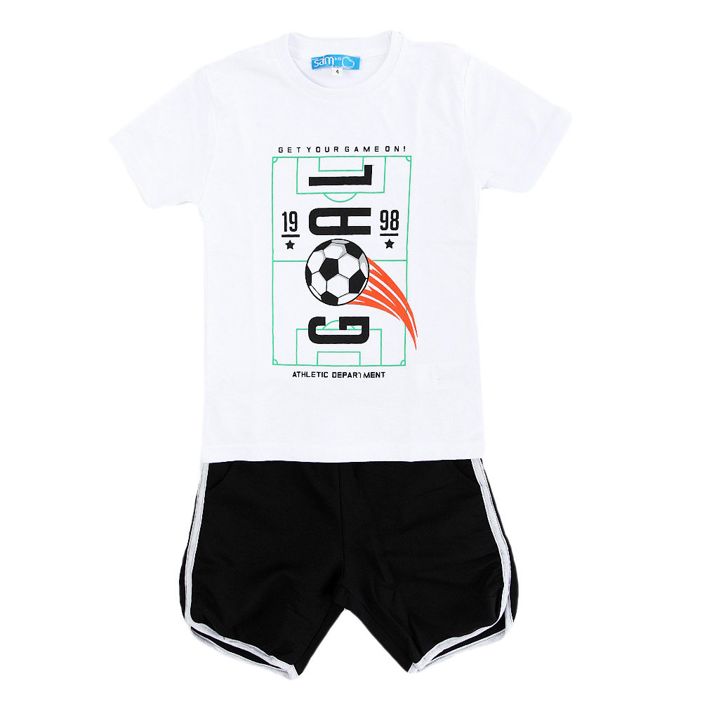 Παιδικά/Boys/Ρούχα/Σετ SAM 0-13 - Παιδικό σετ από μπλούζα και σορτσάκι SAM 0-13 GOAL λευκό μαύρο