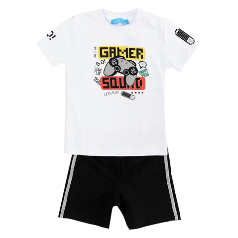 SAM 0-13-Παιδικό σετ από μπλούζα και σορτσάκι SAM 0-13 GAMER λευκό μαύρο