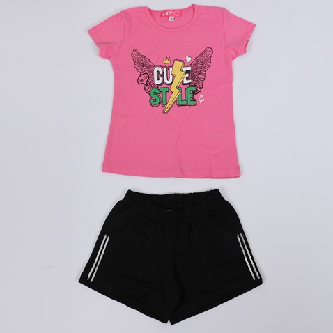 SAM 0-13-Παιδικό σετ από μπλούζα και σορτσάκι SAM 0-13 CUTE STYLE ροζ μαύρη