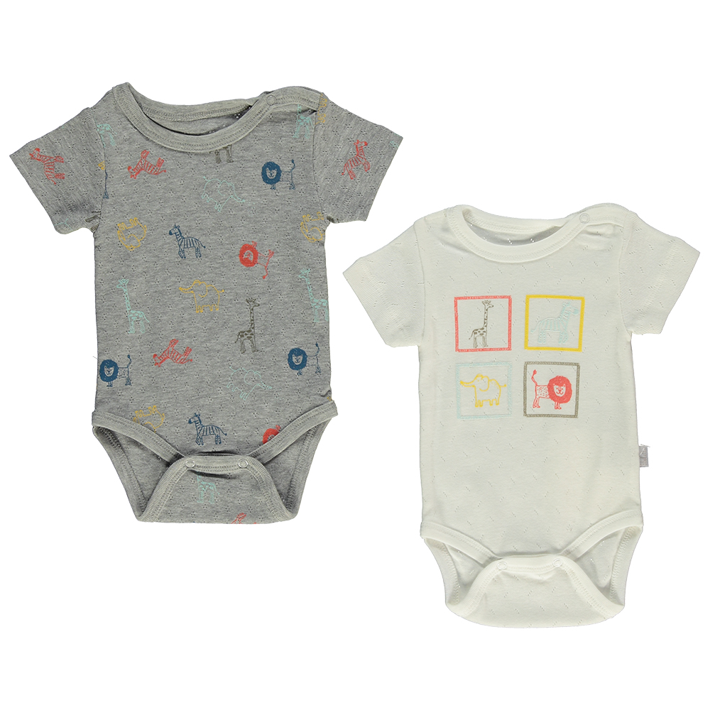 Παιδικά/Baby/Ρούχα/Φορμάκια-Κορμάκια SAM 0-13 - Βρεφικά φορμάκια σετ των 2 SAM 0-13 εκρού γκρι