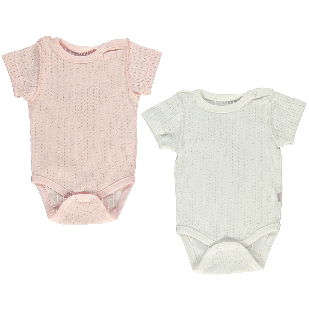 Παιδικά/Baby/Ρούχα/Φορμάκια-Κορμάκια SAM 0-13 - Βρεφικά φορμάκια σετ των 2 SAM 0-13 ροζ εκρού