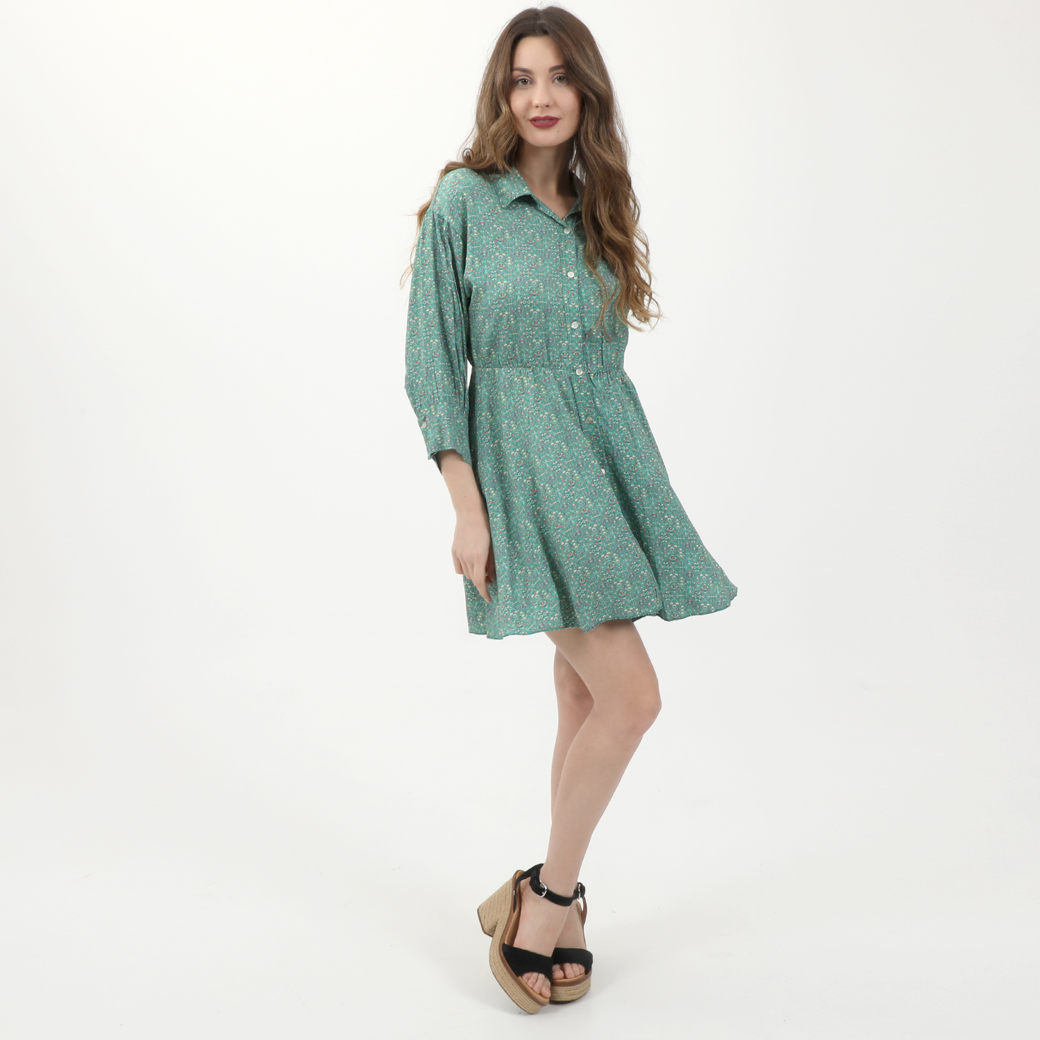 Γυναικεία/Ρούχα/Φορέματα/Μίνι ATTRATTIVO - Γυναικείο mini φόρεμα ATTRATTIVO floral πράσινο