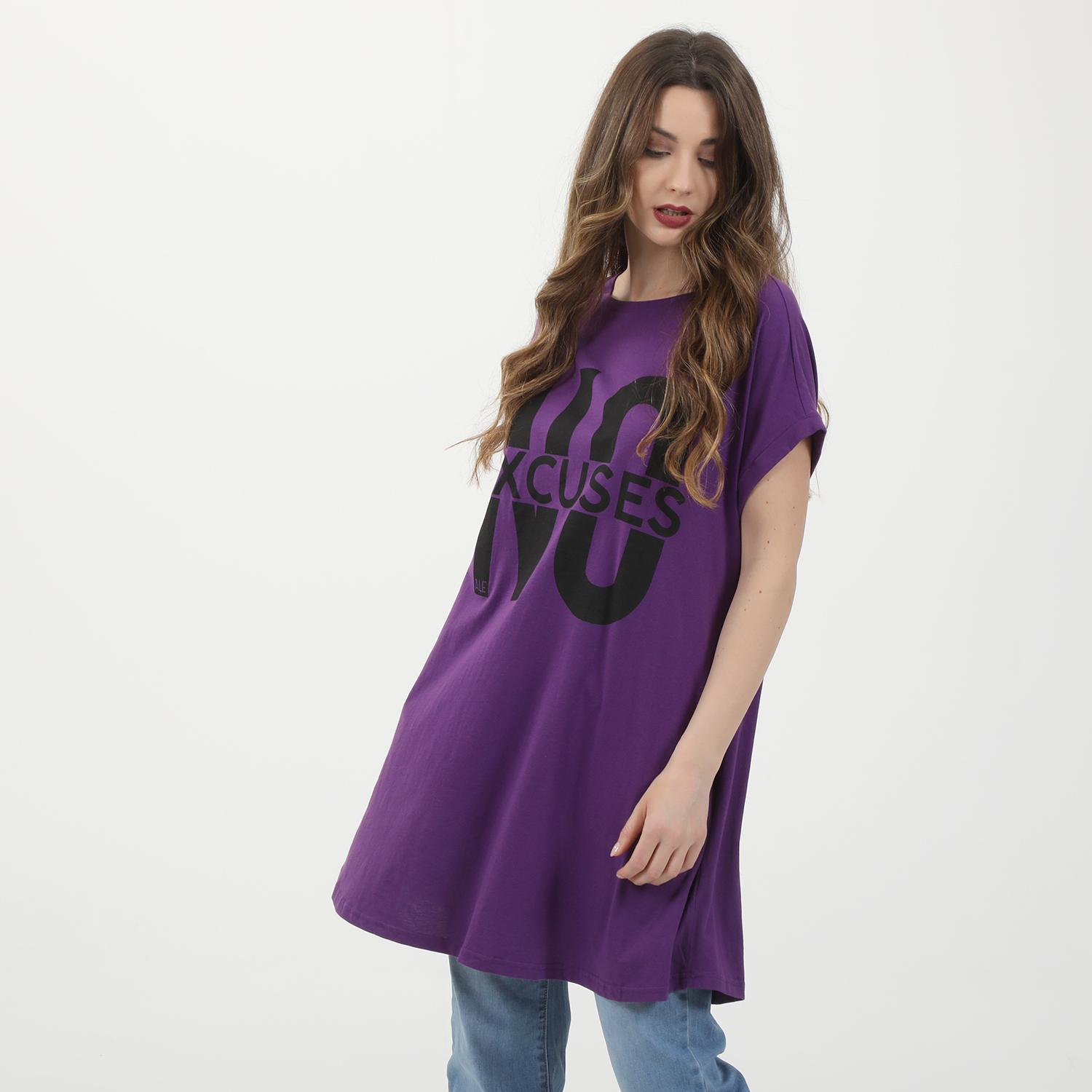 Γυναικεία/Ρούχα/Μπλούζες/Κοντομάνικες 'ALE - Γυναικεία μακριά μπλούζα 'ALE μοβ