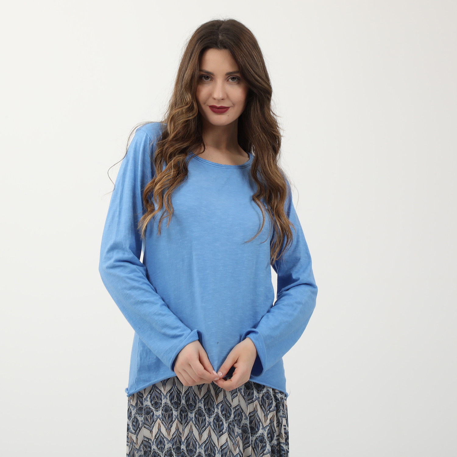 Γυναικεία/Ρούχα/Μπλούζες/Μακρυμάνικες 'ALE - Γυναικεία βαμβακερή μπλούζα 'ALE μπλε