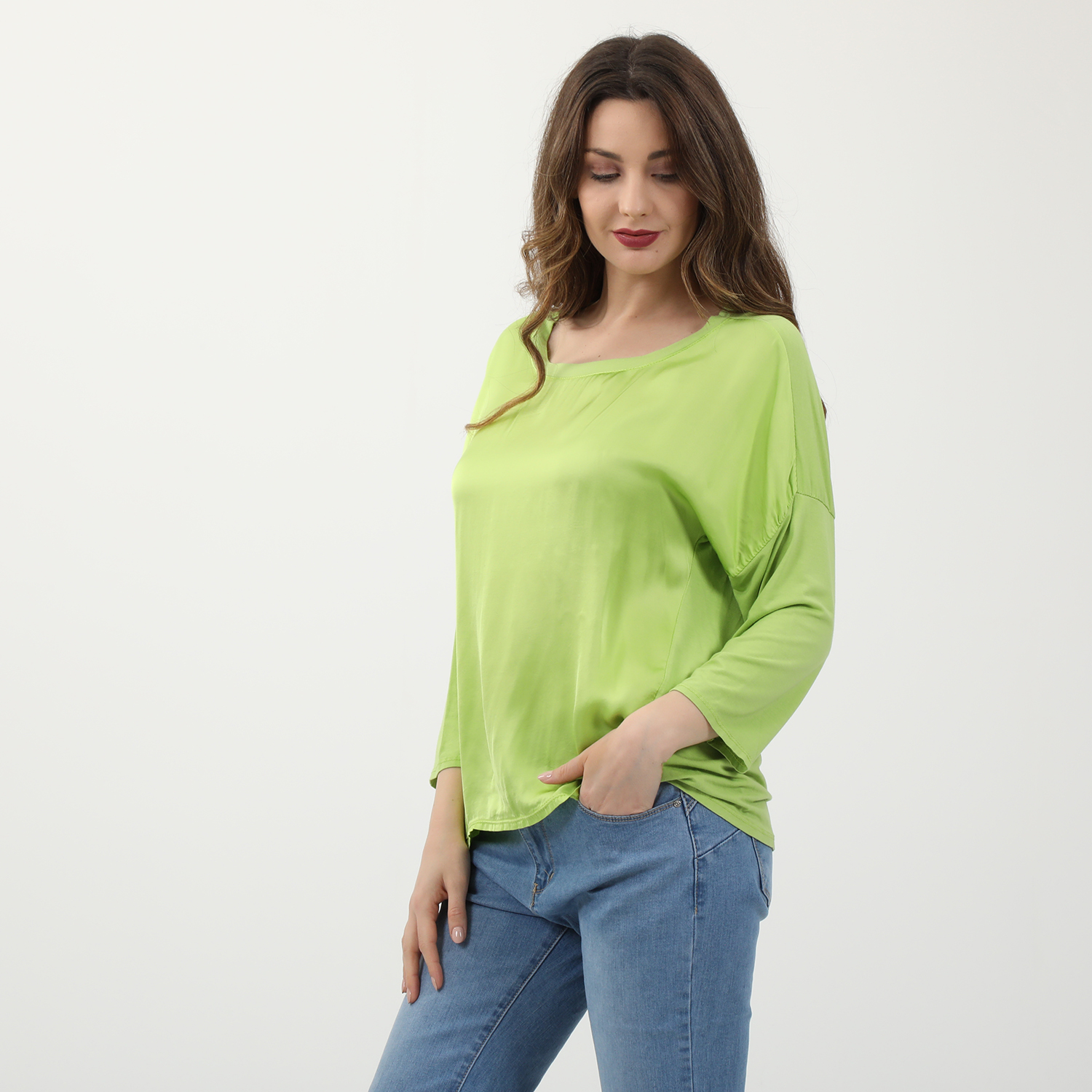 Γυναικεία/Ρούχα/Μπλούζες/Μακρυμάνικες 'ALE - Γυναικεία μεταξωτή μπλούζα 'ALE πράσινη lime