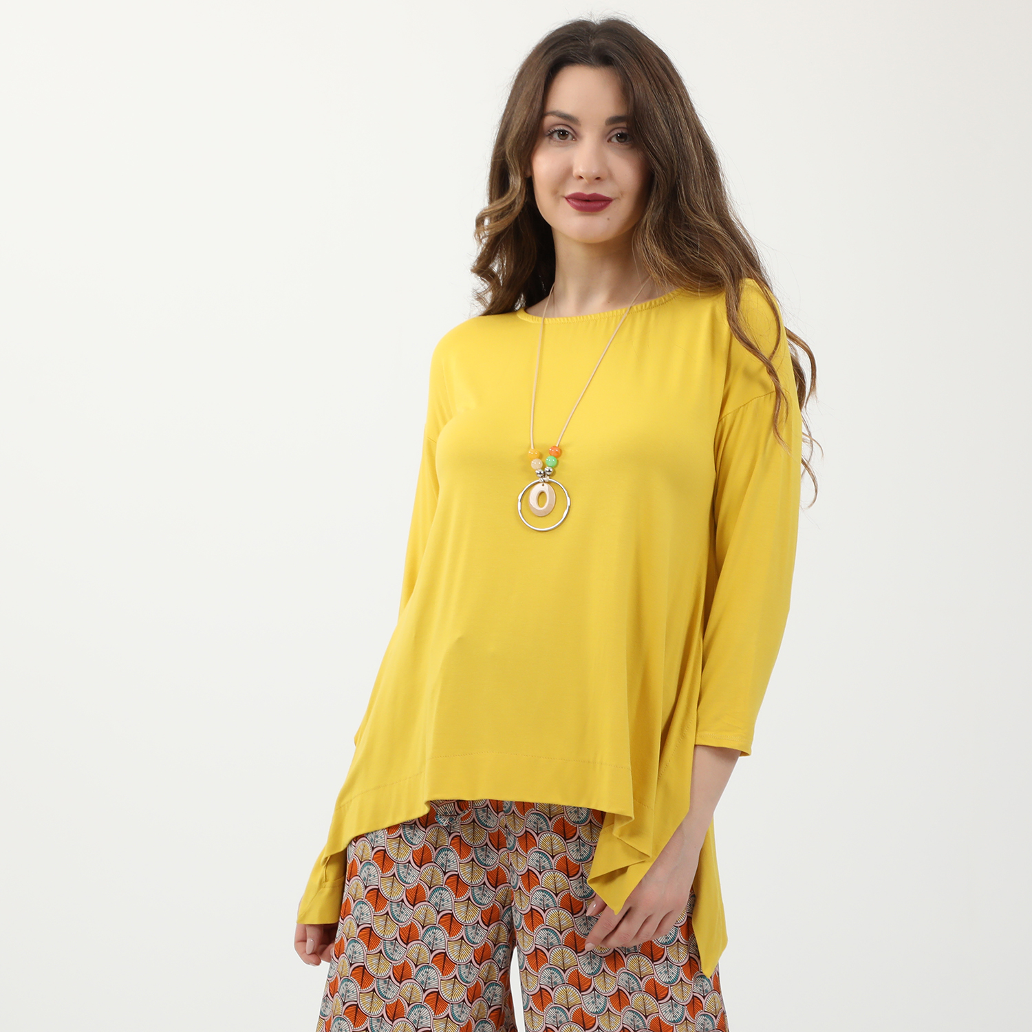 Γυναικεία/Ρούχα/Μπλούζες/Μακρυμάνικες 'ALE - Γυναικεία μακριά μπλούζα και κολιέ 'ALE κίτρινη