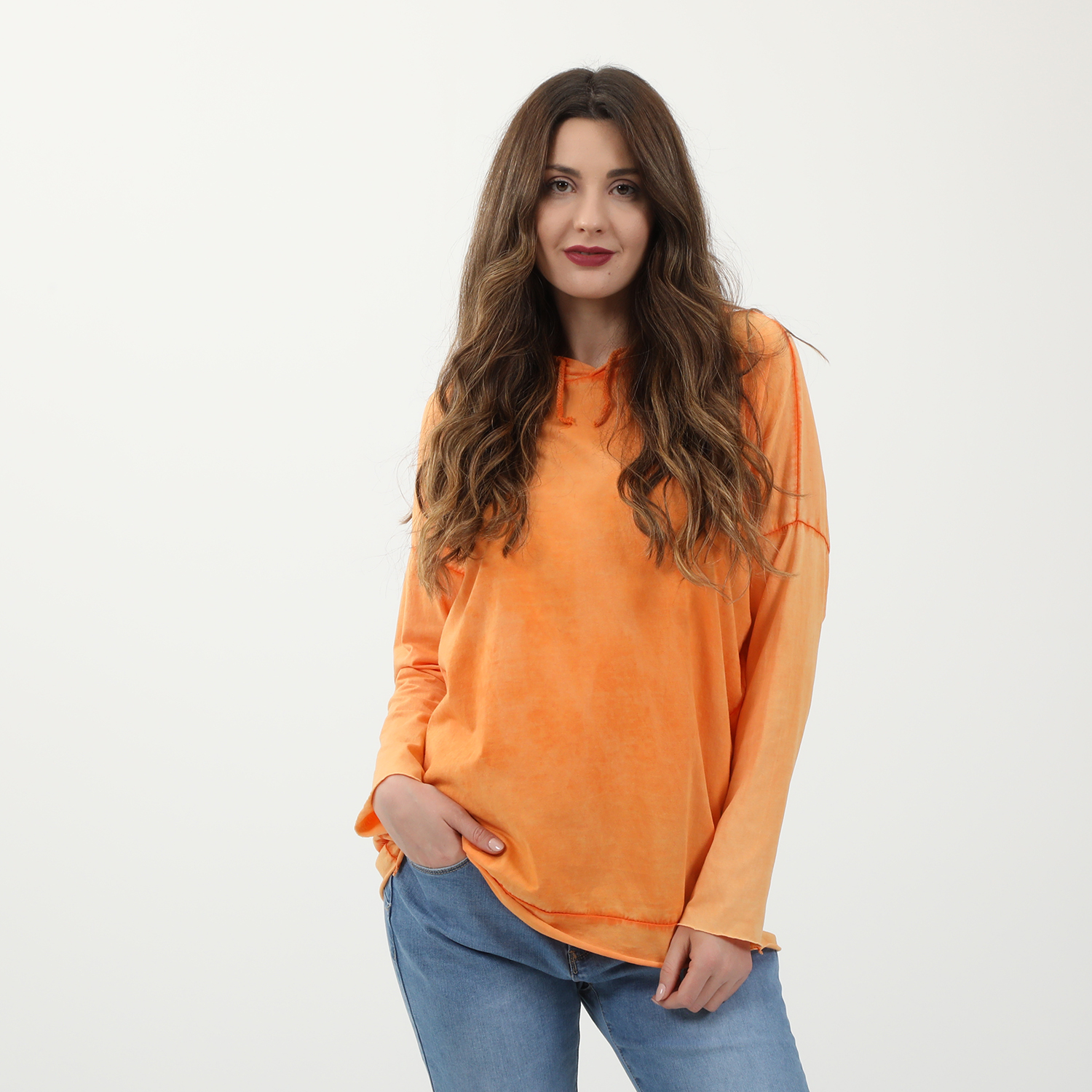 Γυναικεία/Ρούχα/Μπλούζες/Μακρυμάνικες 'ALE - Γυναικεία βαμβακερή μπλούζα 'ALE πορτοκαλί