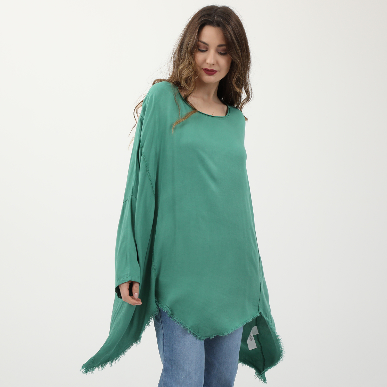 Γυναικεία/Ρούχα/Μπλούζες/Μακρυμάνικες 'ALE - Γυναικεία μακριά ασύμμετρη μπλούζα 'ALE πράσινη