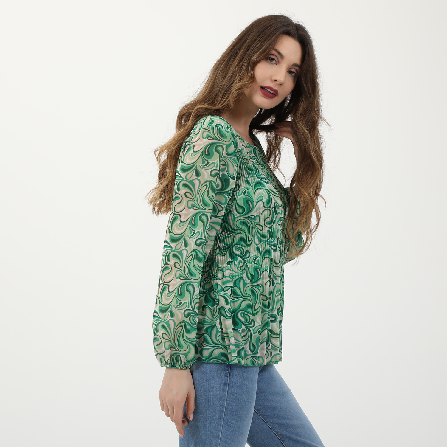 Ανδρικά/Ρούχα/Μπλούζες/Μακρυμάνικες 'ALE - Γυναικεία μπλούζα 'ALE πράσινη εκρού