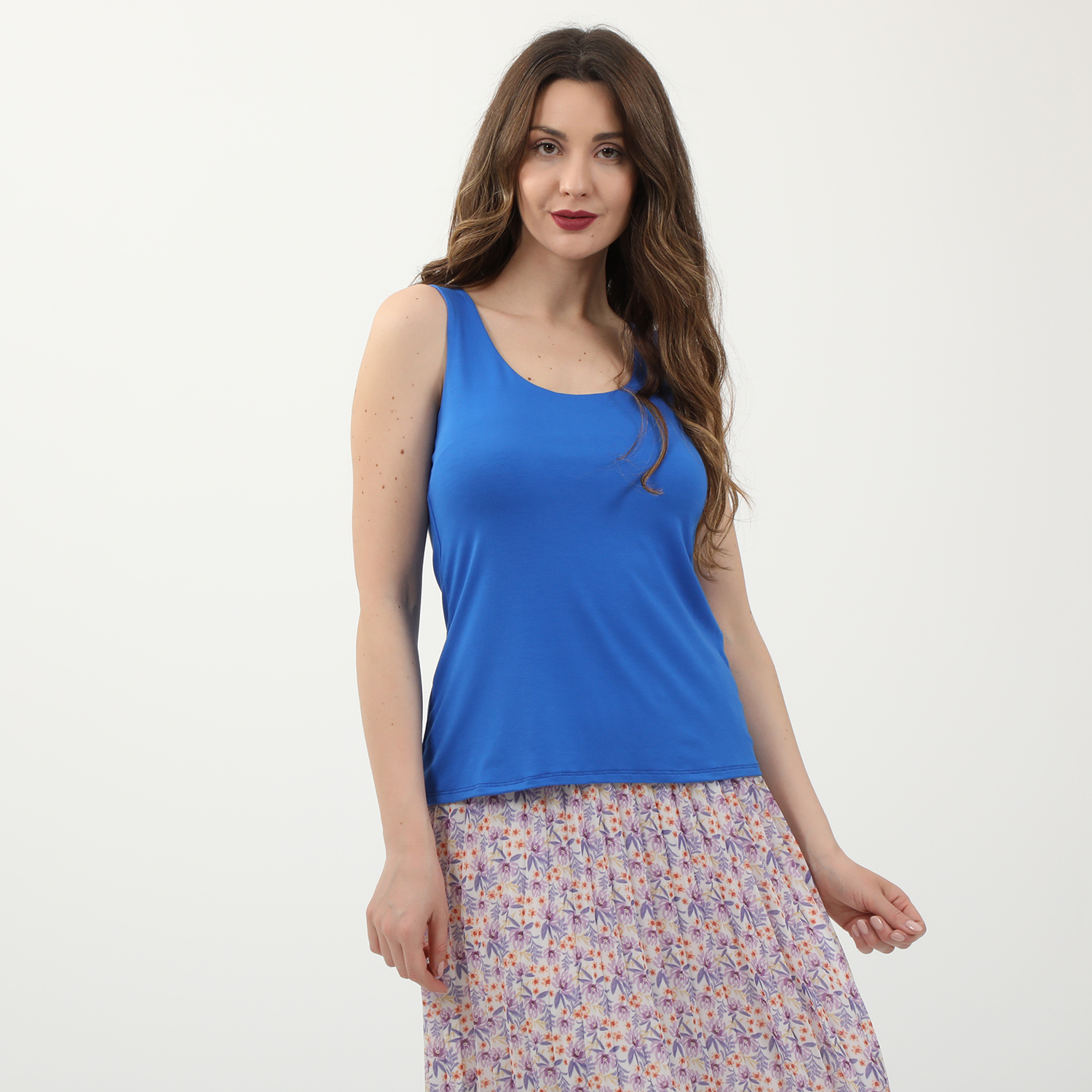 Γυναικεία/Ρούχα/Μπλούζες/Αμάνικες ATTRATTIVO - Γυναικείο basic top ATTRATTIVO μπλε