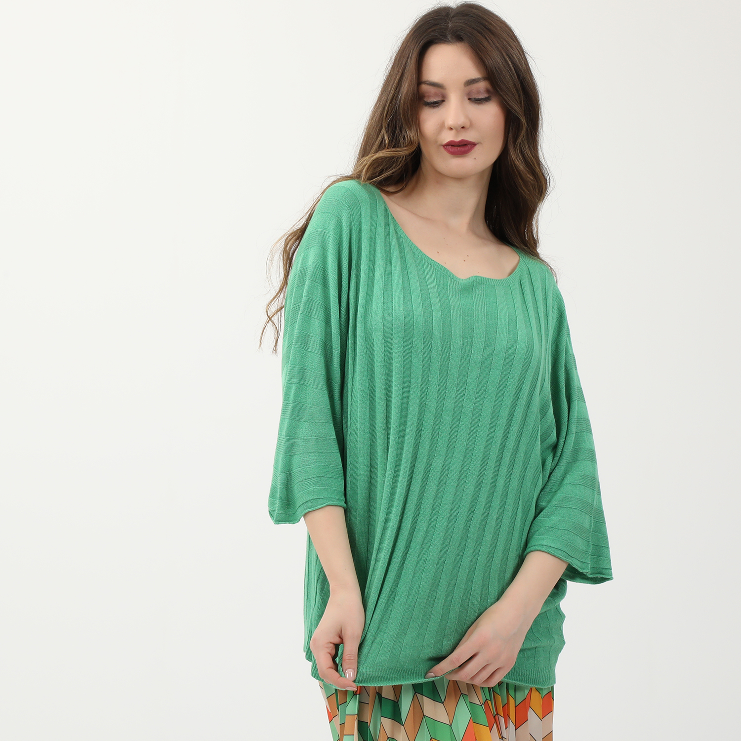 Γυναικεία/Ρούχα/Μπλούζες/Μακρυμάνικες ATTRATTIVO - Γυναικείο ελαφρύ πλεκτό ATTRATTIVO πράσινο