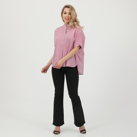 ATTRATTIVO-Γυναικείο πουκάμισο ATTRATTIVO ροζ λευκό ριγέ