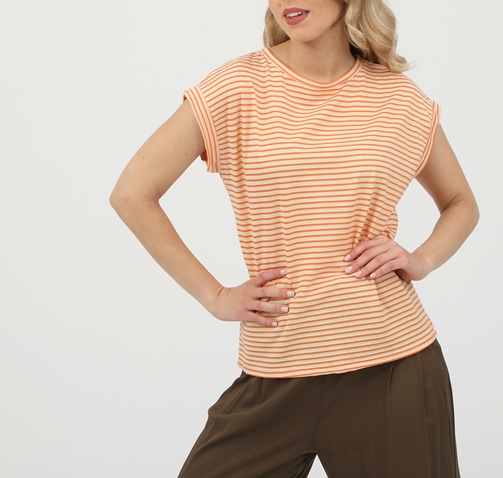 ATTRATTIVO-Γυναικεία μπλούζα ATTRATTIVO πορτοκαλί ριγέ λευκό