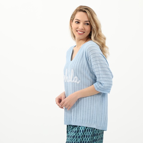 ATTRATTIVO-Γυναικεία πλεκτή μπλούζα ATTRATTIVO γαλάζια