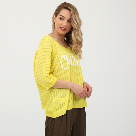 ATTRATTIVO-Γυναικεία πλεκτή μπλούζα ATTRATTIVO κίτρινη