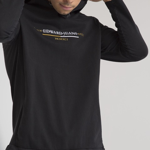 EDWARD JEANS-Ανδρική φούτερ μπλούζα EDWARD JEANS RELIC HOODIE μαύρη