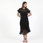 KARL LAGERFELD-Γυναικεία midi φούστα KARL LAGERFELD EMBROIDERED MESH μαύρη