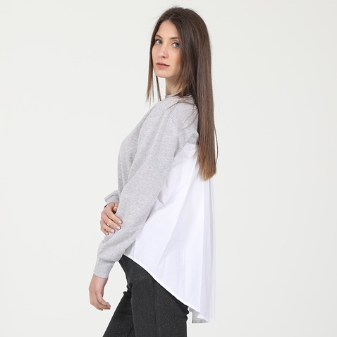 KARL LAGERFELD-Γυναικεία φούτερ μπλούζα KARL LAGERFELD 211W1801 FABRIC MIX γκρι λευκή