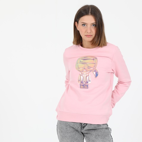 KARL LAGERFELD-Γυναικεία φούτερ μπλούζα KARL LAGERFELD IKONIK BALLOON ροζ