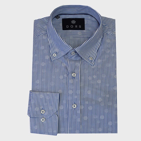 DORS-Ανδρικό πουκάμισο DORS ριγέ λευκό μπλε