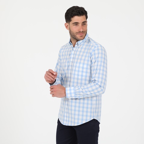 DORS-Ανδρικό πουκάμισο DORS καρό λευκό μπλε 