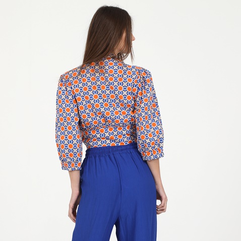 ATTRATTIVO-Γυναικείο πουκάμισο μπολερό ATTRATTIVO μπλε πορτοκαλί