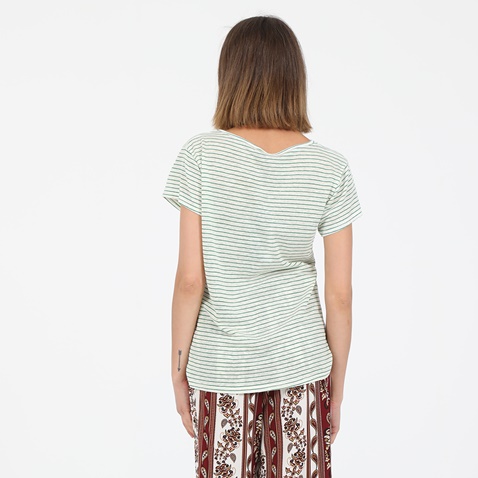 ATTRATTIVO-Γυναικεία λινή μπλούζα ATTRATTIVO ριγέ λευκή πράσινη