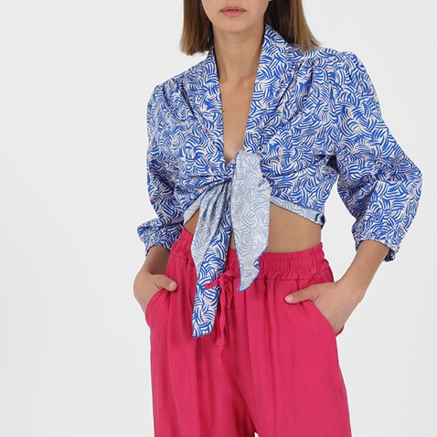 ATTRATTIVO-Γυναικείο πουκάμισο μπολερό ATTRATTIVO μπλε λευκό