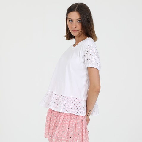 'ALE-Γυναικεία κοντομάνικη μπλούζα 'ALE λευκή
