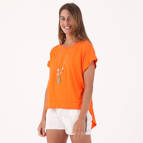 ATTRATTIVO-Γυναικείο top με μακρύ κολιέ ATTRATTIVO πορτοκαλί