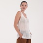 ATTRATTIVO-Γυναικεία αμάνικη πλεκτή μπλούζα ATTRATTIVO λευκή