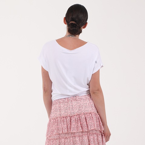 'ALE-Γυναικείο cropped top με μακρύ κολιέ ATTRATTIVO λευκό