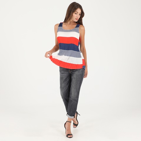 ATTRATTIVO-Γυναικεία μπλούζα ATTRATTIVO ριγέ λευκό, κόκκινο και μπλε