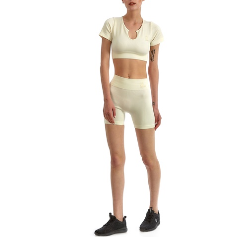 ADMIRAL-Γυναικείο κοντό αθλητικό μπλουζάκι ADMIRAL 1121480040 T-S NIZ S/S GYM WMN CS εκρού