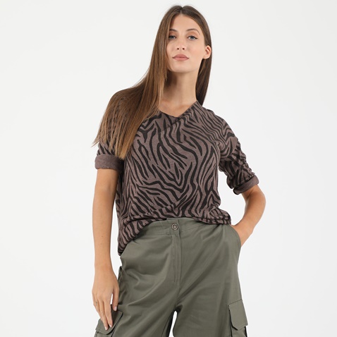 ATTRATTIVO-Γυναικεία μπλούζα ATTRATTIVO 9914895F καφέ zebra
