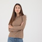ATTRATTIVO-Γυναικεία μπλούζα ATTRATTIVO καφέ γκρι με ριγέ μοτίβο