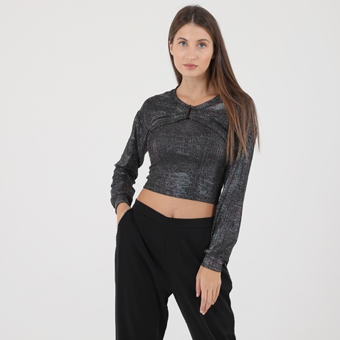 ATTRATTIVO-Γυναικείο σετ από ζακέτα μπολερό και cropped top ATTRATTIVO 92523410 ασημί