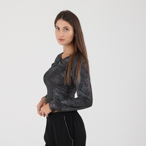 ATTRATTIVO-Γυναικείο σετ από ζακέτα μπολερό και cropped top ATTRATTIVO 92523410 ασημί
