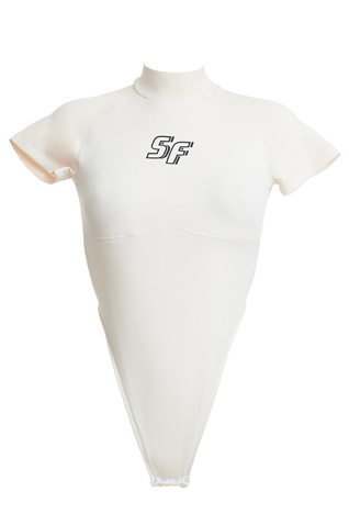 SUGARFREE-Γυναικείο κοντομάνικο ελαστικό αθλητικό κορμάκι SUGARFREE 22846025 λευκό