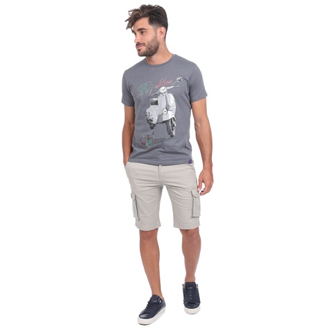 BATTERY-Ανδρικό t-shirt BATTERY FLAMA γκρι