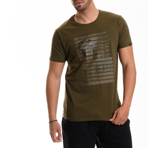 GREENWOOD-Ανδρικό t-shirt GREENWOOD λαδί
