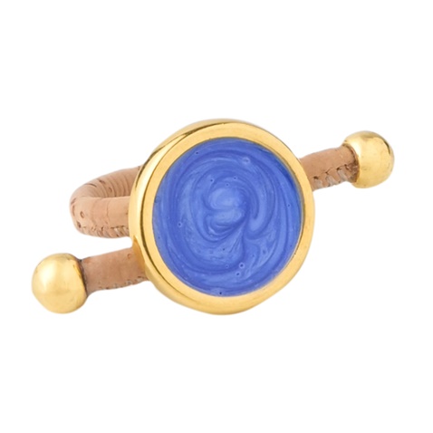 APOXYLO-Γυναικείο δαχτυλίδι APOXYLO 9059 SMALTO BLUE από φυσικό φελλό