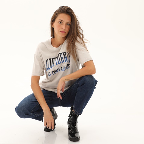 ATTRATTIVO-Γυναικείο μακρύ t-shirt ATTRATTIVO 9915241 γκρι ανοιχτό