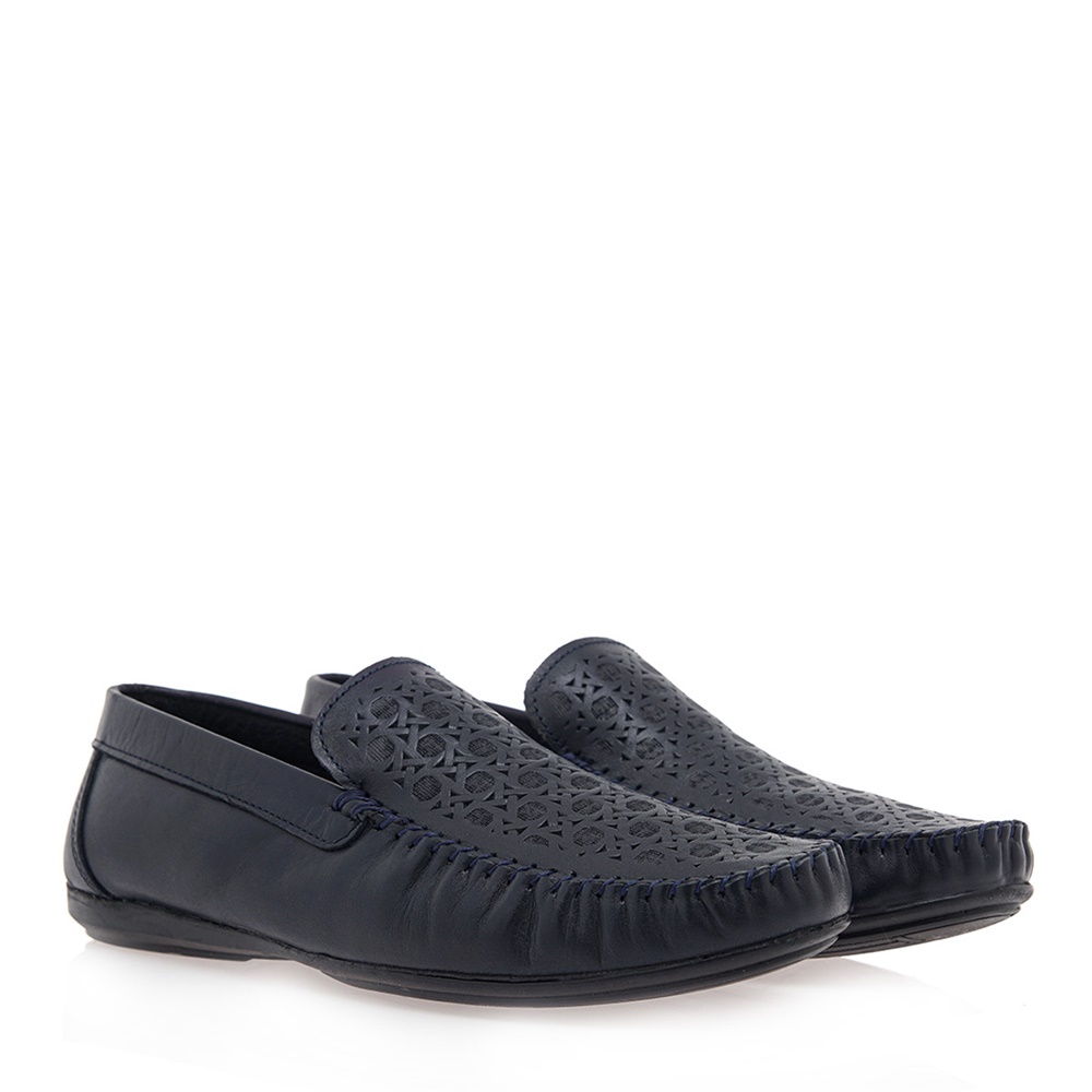 WEPSS - Ανδρικά δερμάτινα loafers WEPSS μπλε Ανδρικά/Παπούτσια/Μοκασίνια-Loafers