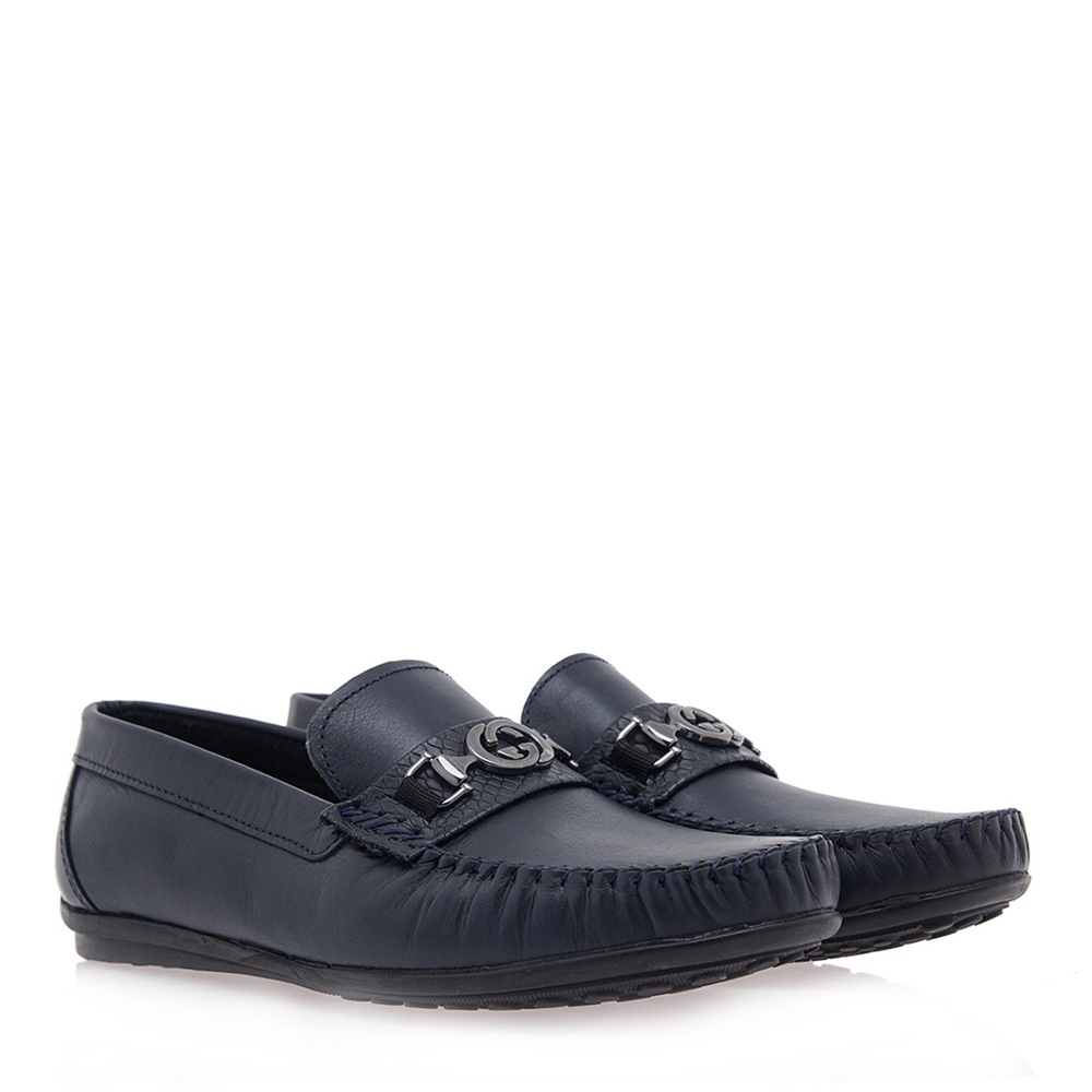 WEPSS - Ανδρικά δερμάτινα loafers WEPSS O507U2721 μπλε Ανδρικά/Παπούτσια/Μοκασίνια-Loafers