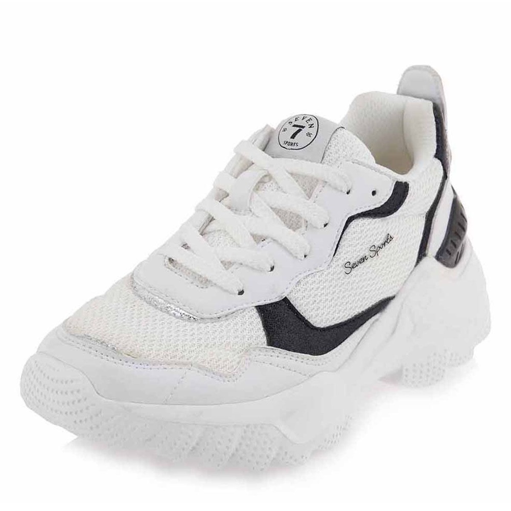 SEVEN – Γυναικεία sneakers SEVEN N114U3583 λευκά μαύρα glitter