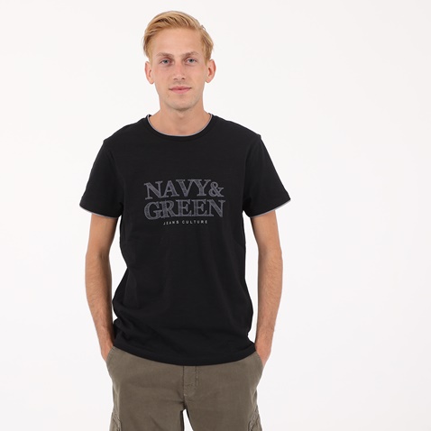 NAVY & GREEN-Ανδρικό t-shirt NAVY & GREEN μαύρο