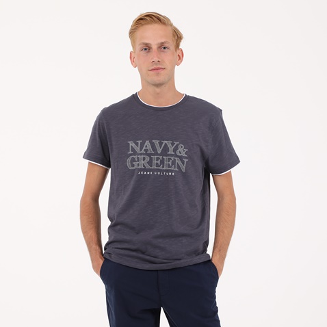 NAVY & GREEN-Ανδρικό t-shirt NAVY & GREEN μπλέ