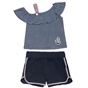 ALOUETTE-Παιδικό σετ από αμάνικη μπλούζα και σορτς ALOUETTE ριγέ λευκό μπλε