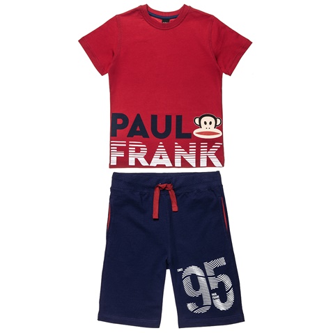 PAUL FRANK-Παιδικό σετ από μπλούζα και βερμούδα PAUL FRANK κόκκινο μπλε
